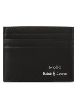 Polo Ralph Lauren Męskie skórzane etui na karty Mężczyźni skóra czarny jednolity ze sklepu vangraaf w kategorii Portfele męskie - zdjęcie 170049409