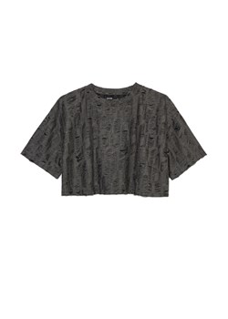 Cropp - Szary t-shirt z rozdarciami - szary ze sklepu Cropp w kategorii Bluzki damskie - zdjęcie 170052045