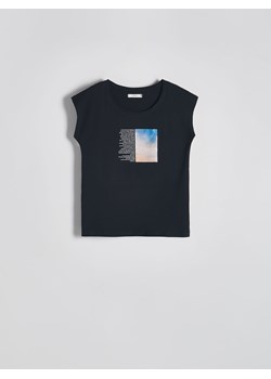 Reserved - T-shirt z nadrukiem - czarny ze sklepu Reserved w kategorii Bluzki damskie - zdjęcie 170052237