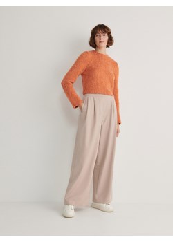 Reserved - Szerokie spodnie - beżowy ze sklepu Reserved w kategorii Spodnie damskie - zdjęcie 170052478