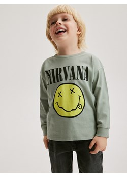Reserved - Longsleeve oversize Nirvana - jasnozielony ze sklepu Reserved w kategorii T-shirty chłopięce - zdjęcie 170052605
