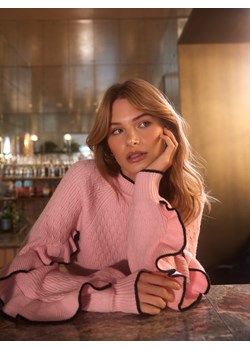 Mohito - Sweter z falbanami - pastelowy różowy ze sklepu Mohito w kategorii Swetry damskie - zdjęcie 170055575