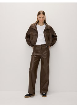 Reserved - Szerokie spodnie z imitacji skóry - ciemnobrązowy ze sklepu Reserved w kategorii Spodnie damskie - zdjęcie 170055847
