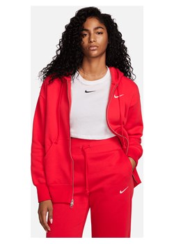 Damska bluza z kapturem o kroju oversize z zamkiem na całej długości Nike Sportswear Phoenix Fleece - Czerwony ze sklepu Nike poland w kategorii Bluzy damskie - zdjęcie 170057489