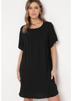 Czarna Klasyczna Sukienka Mini Trapezowa z Krótkim Rękawem Ifilva ze sklepu Born2be Odzież w kategorii Sukienki - zdjęcie 170060006