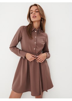 Mohito - Brązowa koszulowa sukienka mini - brązowy ze sklepu Mohito w kategorii Sukienki - zdjęcie 170062455