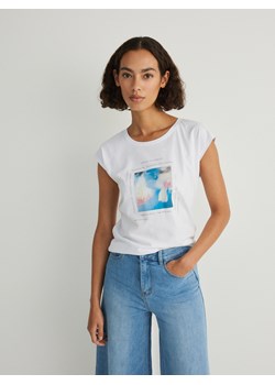 Reserved - T-shirt z nadrukiem - biały ze sklepu Reserved w kategorii Bluzki damskie - zdjęcie 170063519