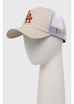 New Era czapka z daszkiem kolor beżowy z aplikacją LOS ANGELES DODGERS ze sklepu PRM w kategorii Czapki z daszkiem męskie - zdjęcie 170064868
