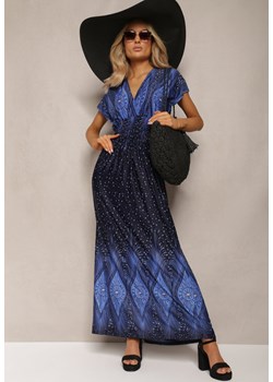 Granatowo-Czarna Wiskozowa Sukienka z Koperowym Dekoltem Maxi Sllvana ze sklepu Renee odzież w kategorii Sukienki - zdjęcie 170068575