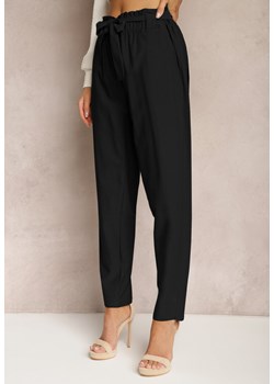 Czarne Spodnie Paper Bag z Paskiem Materiałowym Esrice ze sklepu Renee odzież w kategorii Spodnie damskie - zdjęcie 170068627