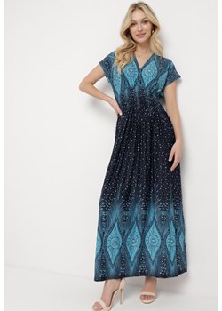 Niebiesko-Granatowa Kopertowa Sukienka Maxi Rozkloszowana z Wiskozy Naveann ze sklepu Born2be Odzież w kategorii Sukienki - zdjęcie 170069377