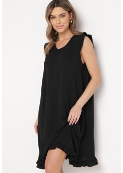 Czarna Sukienka Trapezowa Midi z Falbanką Bez Rękawów Neoliana ze sklepu Born2be Odzież w kategorii Sukienki - zdjęcie 170069455