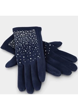 Kaszmirowe rękawiczki damskie z obsługą ekranów - TYMOTEO LOVE R02 GRANATOWE ze sklepu Tymoteo.pl - sklep obuwniczy w kategorii Rękawiczki damskie - zdjęcie 170078536