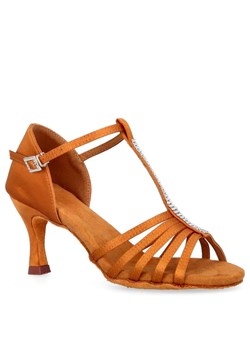 Profesjonalne elastyczne buty do tańca latino - TYMOTEO D4 KARMELOWE Taneczne z cyrkoniami 7cm ze sklepu Tymoteo.pl - sklep obuwniczy w kategorii Sandały damskie - zdjęcie 170088065