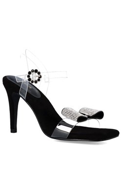 Silikonowe sandały z kokardką - MENBUR 23724 CZARNE ze sklepu Tymoteo.pl - sklep obuwniczy w kategorii Sandały damskie - zdjęcie 170090418
