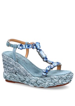 Hiszpańskie sandały na koturnie - ALMA EN PENA V23507 NIEBIESKIE ze sklepu Tymoteo.pl - sklep obuwniczy w kategorii Espadryle damskie - zdjęcie 170091356