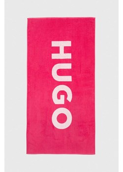 HUGO ręcznik bawełniany kolor różowy 50492415 ze sklepu ANSWEAR.com w kategorii Ręczniki - zdjęcie 170093898