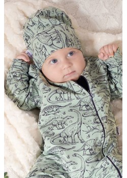 Oliwkowa czapka niemowlęca dzianinowa w dinozaury ze sklepu 5.10.15 w kategorii Czapki dziecięce - zdjęcie 170111465