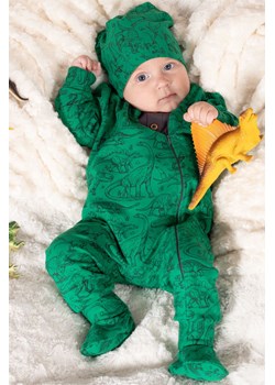 Dzianinowy pajac niemowlęcy dresowy zielony w dinozaury ze sklepu 5.10.15 w kategorii Pajacyki - zdjęcie 170111509