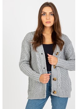 Szary damski sweter rozpinany z guzikami RUE PARIS ze sklepu 5.10.15 w kategorii Swetry damskie - zdjęcie 170111669