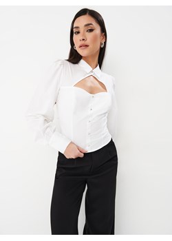 Mohito - Bawełniana koszula z wycięciem - biały ze sklepu Mohito w kategorii Koszule damskie - zdjęcie 170111768