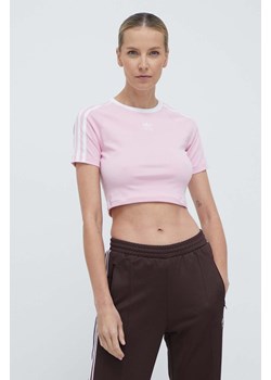 adidas Originals t-shirt 3-Stripes Baby Tee damski kolor różowy IP0664 ze sklepu ANSWEAR.com w kategorii Bluzki damskie - zdjęcie 170116649