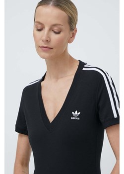 adidas Originals t-shirt 3-Stripes V-Neck Tee damski kolor czarny IU2416 ze sklepu ANSWEAR.com w kategorii Bluzki damskie - zdjęcie 170116685