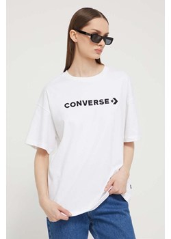 Converse t-shirt bawełniany damski kolor beżowy ze sklepu ANSWEAR.com w kategorii Bluzki damskie - zdjęcie 170116705