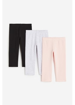 H & M - Bawełniane legginsy 3-pak - Czarny ze sklepu H&M w kategorii Spodnie dziewczęce - zdjęcie 170117415