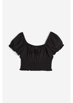 H & M - Elastycznie marszczona bluzka z bufkami - Czarny ze sklepu H&M w kategorii Bluzki damskie - zdjęcie 170117547