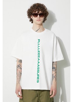 PLEASURES t-shirt bawełniany Drag Heavyweight Shirt męski kolor biały z aplikacją P23W034.WHITE ze sklepu PRM w kategorii T-shirty męskie - zdjęcie 170121467