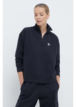 adidas Originals bluza Essentials Halfzip Sweatshirt damska kolor czarny gładka IU2711 ze sklepu PRM w kategorii Bluzy damskie - zdjęcie 170121489