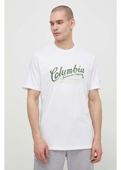 Columbia t-shirt bawełniany Rockaway River kolor biały wzorzysty 2022181 ze sklepu ANSWEAR.com w kategorii T-shirty męskie - zdjęcie 170121809