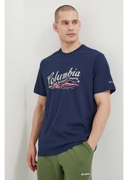 Columbia t-shirt bawełniany Rockaway River kolor granatowy wzorzysty 2022181 ze sklepu ANSWEAR.com w kategorii T-shirty męskie - zdjęcie 170121819