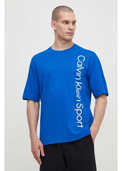Calvin Klein Performance t-shirt bawełniany męski kolor niebieski z nadrukiem ze sklepu ANSWEAR.com w kategorii T-shirty męskie - zdjęcie 170122029