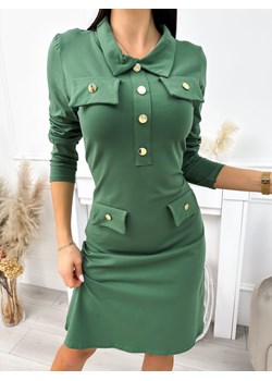 Zielona Sukienka z Ozdobnymi Guzikami ze sklepu ModnaKiecka.pl w kategorii Sukienki - zdjęcie 170122098