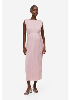 H & M - MAMA Plisowana sukienka z wiązanym paskiem - Różowy ze sklepu H&M w kategorii Sukienki ciążowe - zdjęcie 170123146