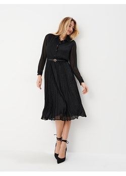 Mohito - Czarna sukienka midi z plisowanym dołem - czarny ze sklepu Mohito w kategorii Sukienki - zdjęcie 170124205