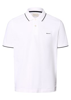 Gant Męska koszulka polo Mężczyźni Bawełna biały jednolity ze sklepu vangraaf w kategorii T-shirty męskie - zdjęcie 170125577