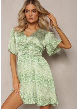 Zielona Mini Sukienka Rozkloszowana z Trójkątnym Dekoltem Tallea ze sklepu Renee odzież w kategorii Sukienki - zdjęcie 170126059