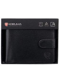 Zapinany portfel męski skórzany na karty zbliżeniowe i monety (czarny) ze sklepu Koruma ID Protection w kategorii Portfele męskie - zdjęcie 170126458