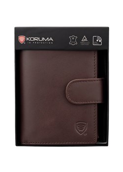 Skórzany męski zapinany portfel na karty i monety SMART RFID BLOCK (brąz) ze sklepu Koruma ID Protection w kategorii Portfele męskie - zdjęcie 170126465