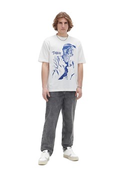 Cropp - T-shirt Tupac - kremowy ze sklepu Cropp w kategorii T-shirty męskie - zdjęcie 170127446