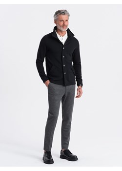 Męska bluza zapinana na guziki ze stójką casual - czarna V6 OM-SSZP-0171 ze sklepu ombre w kategorii Bluzy męskie - zdjęcie 170128368