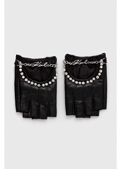 Karl Lagerfeld mitenki skórzane damskie kolor czarny ze sklepu ANSWEAR.com w kategorii Rękawiczki damskie - zdjęcie 170128965