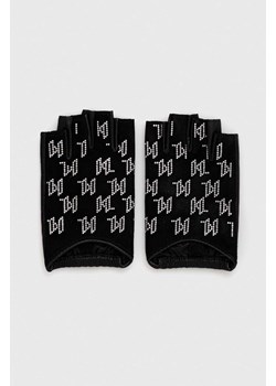 Karl Lagerfeld mitenki skórzane damskie kolor czarny ze sklepu ANSWEAR.com w kategorii Rękawiczki damskie - zdjęcie 170128967