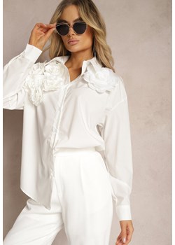 Biała Koszula o Klasycznym Kroju z Aplikacją w Kształcie Kwiatów Neobba ze sklepu Renee odzież w kategorii Koszule damskie - zdjęcie 170131286