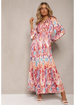 Bordowa Rozkloszowana Sukienka z Elastyczną Gumką w Talii w Stylu Boho Mizza ze sklepu Renee odzież w kategorii Sukienki - zdjęcie 170131425