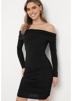 Czarna Dopasowana Sukienka Hiszpanka z Marszczeniami Ailisma ze sklepu Born2be Odzież w kategorii Sukienki - zdjęcie 170132087