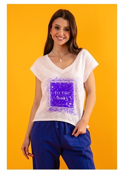 fobya Koszulka w kolorze biało-fioletowym ze sklepu Limango Polska w kategorii Bluzki damskie - zdjęcie 170132658